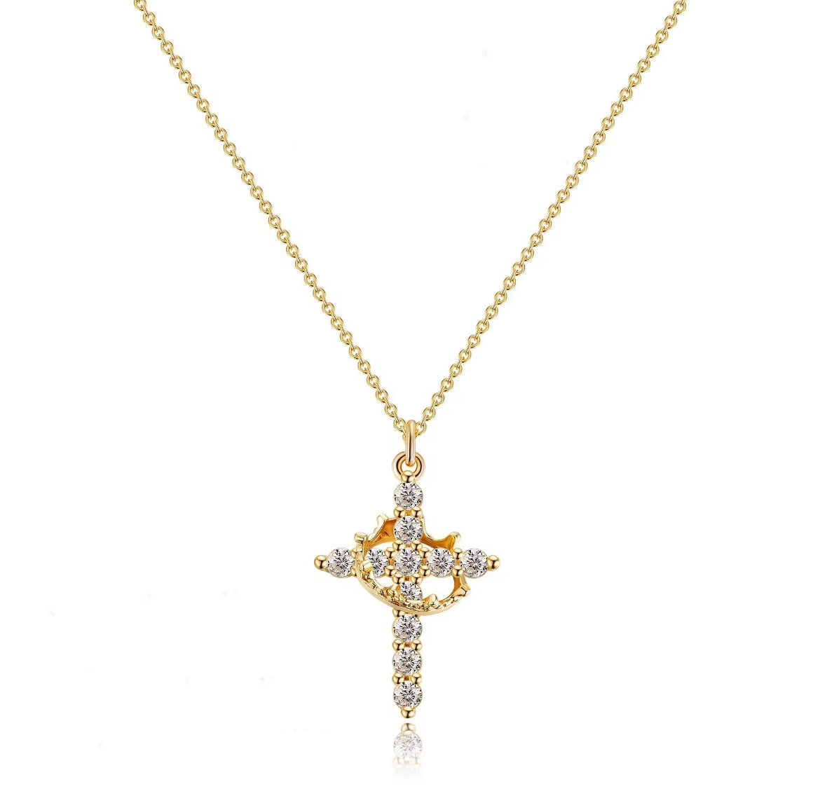 Collier Croix couronne