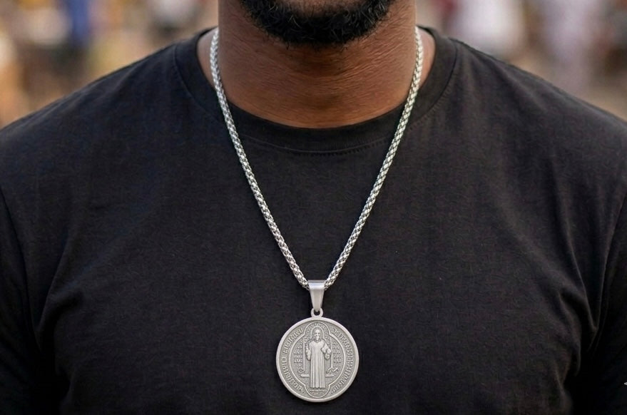 Collier Saint Benoît - Symbole de protection et de foi chrétienne