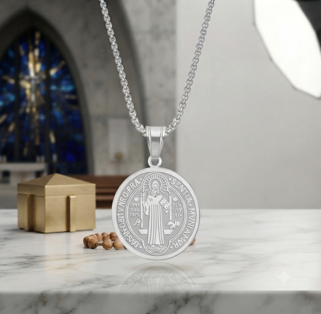 Collier Saint Benoît - Symbole de protection et de foi chrétienne