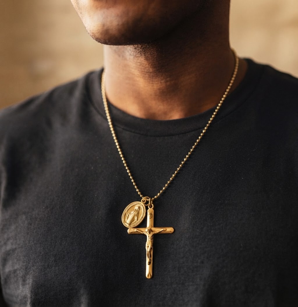 ✝️ Collier Croix & Médaille Miraculeuse.  Coffret 🎁 inclus